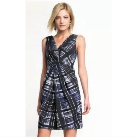 Banana Republic Silk Sleeveless Shift Dress Size 0 Blue White NWT $130. - Picture 1 of 9